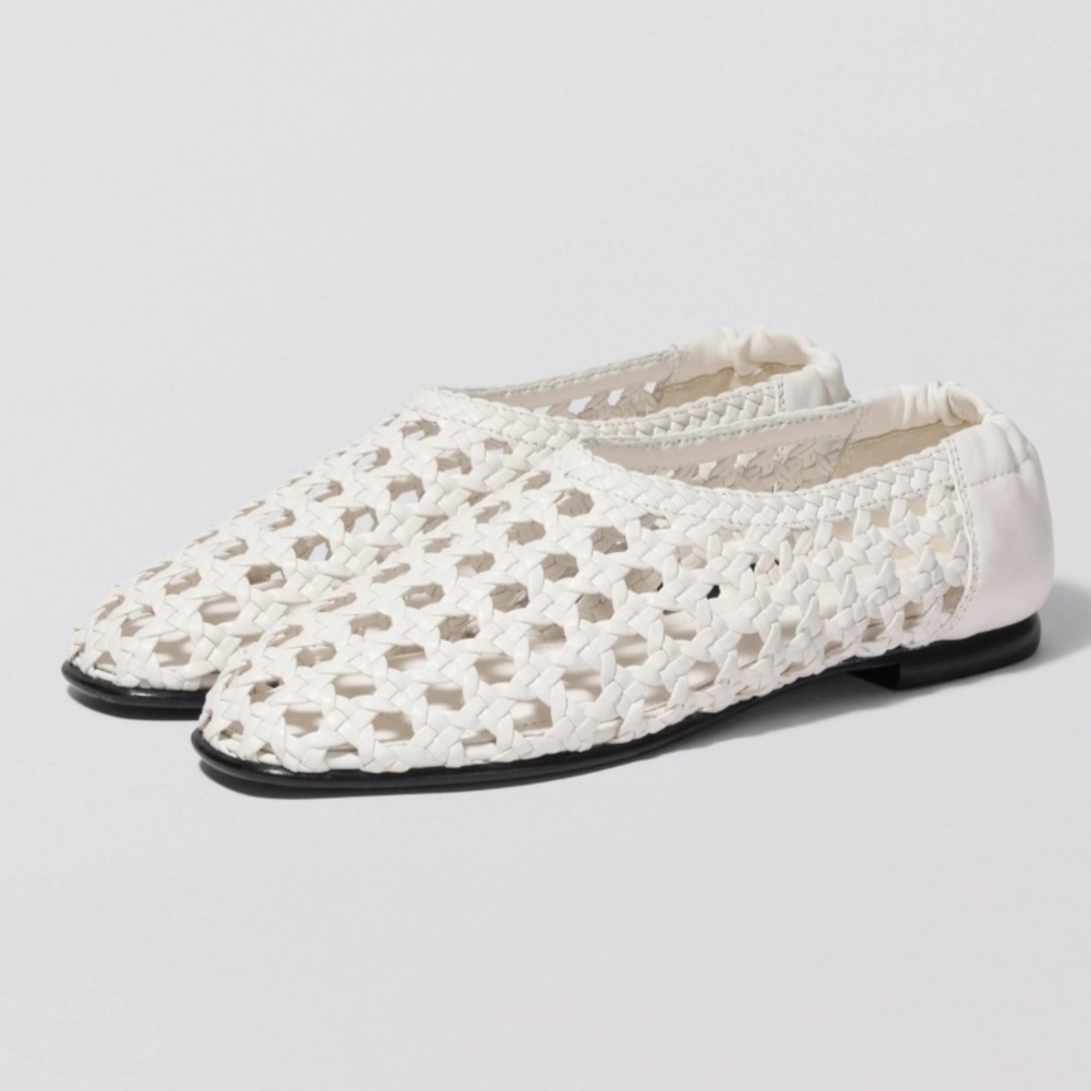 New Jonathan Simkhai White Woven Loafers Eden Flats